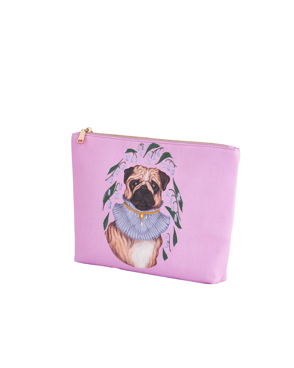 Catherine Rowe Pet Portraits Pug Pink Cotton Pouch