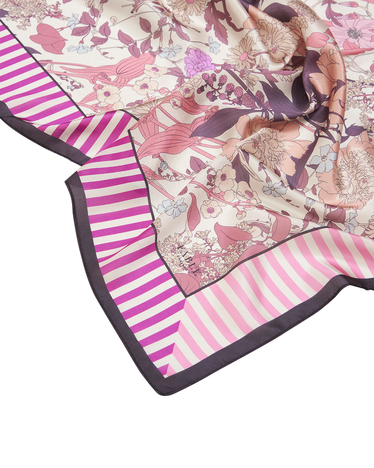 Pink Deco Blooms Candy Stripe Square Scarf