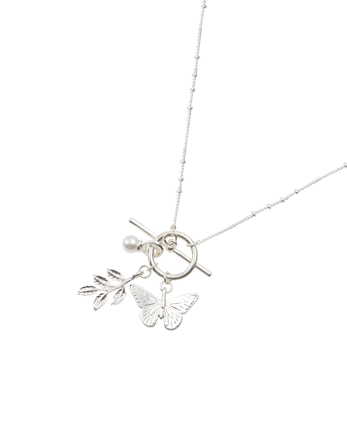 Collar de mariposa azul plateado