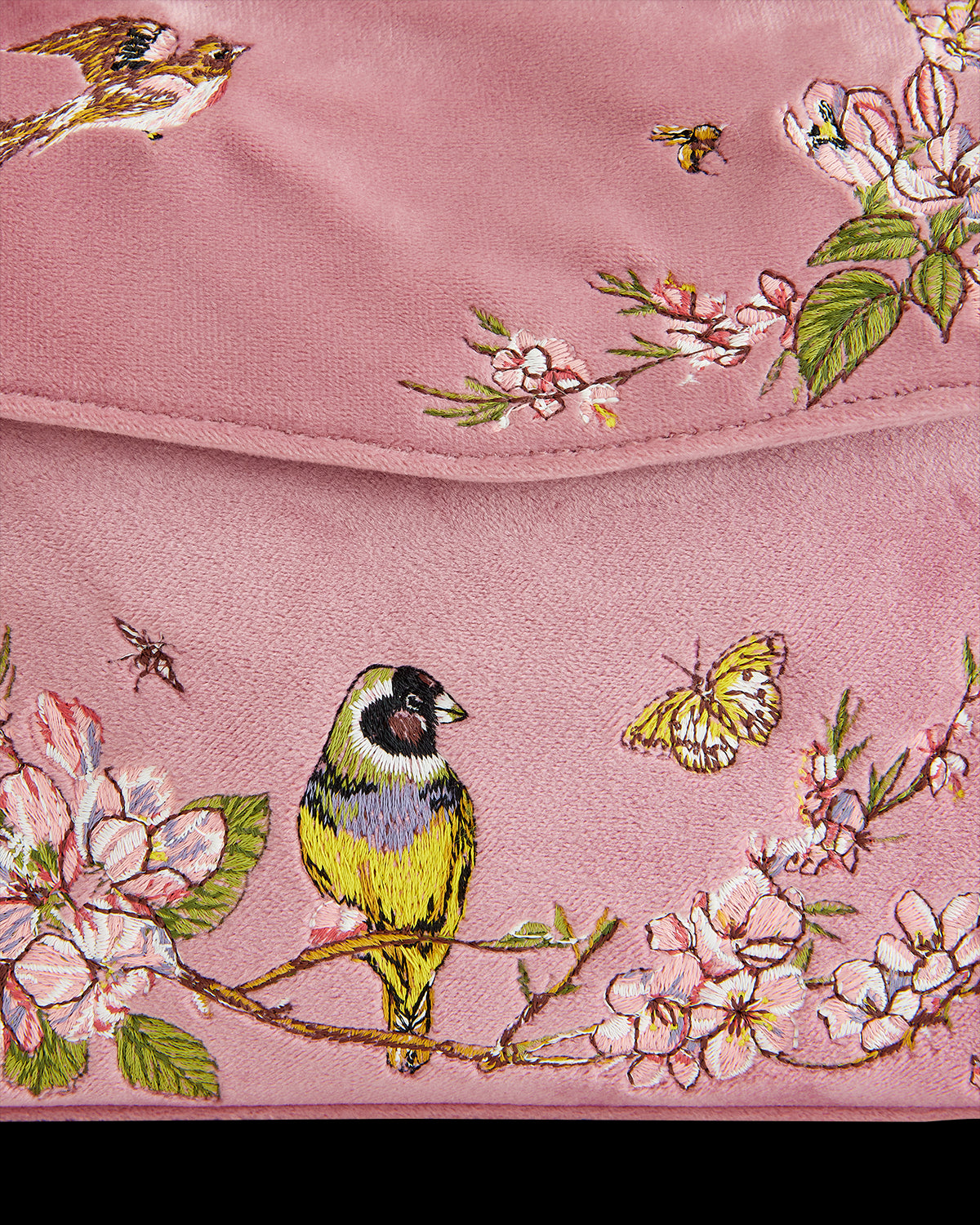 Bolso Tote Mini Pájaro Bordado "Morning Song" Rosa