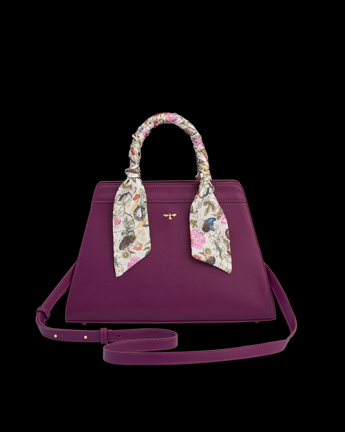 Bolso Tote Floral Grande - Ciruela