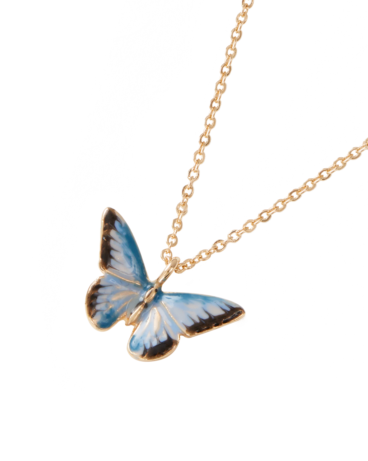 Collar Corto Mariposa Esmaltada Azul