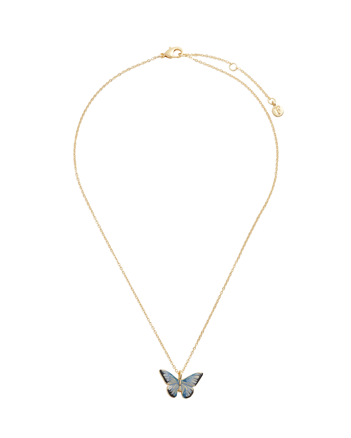 Collar corto con mariposa esmaltada azul