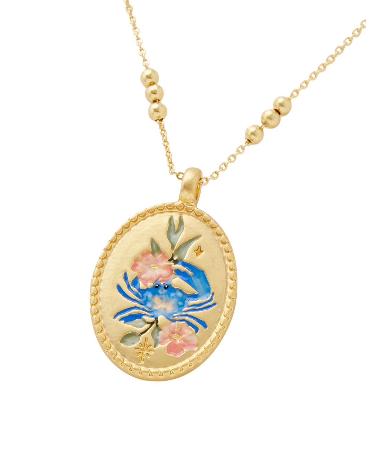 Hand-painted Enamel Cancer Zodiac Necklace Fable England