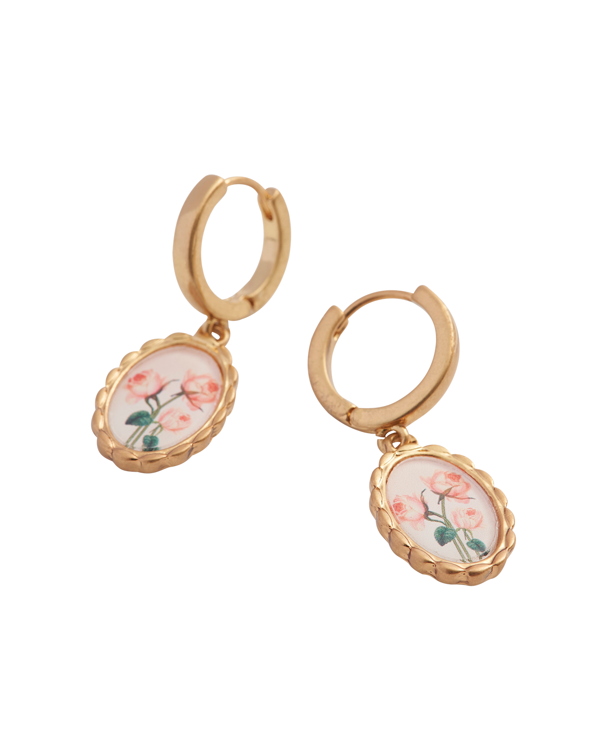 Pendientes Aro Rosas en Marco