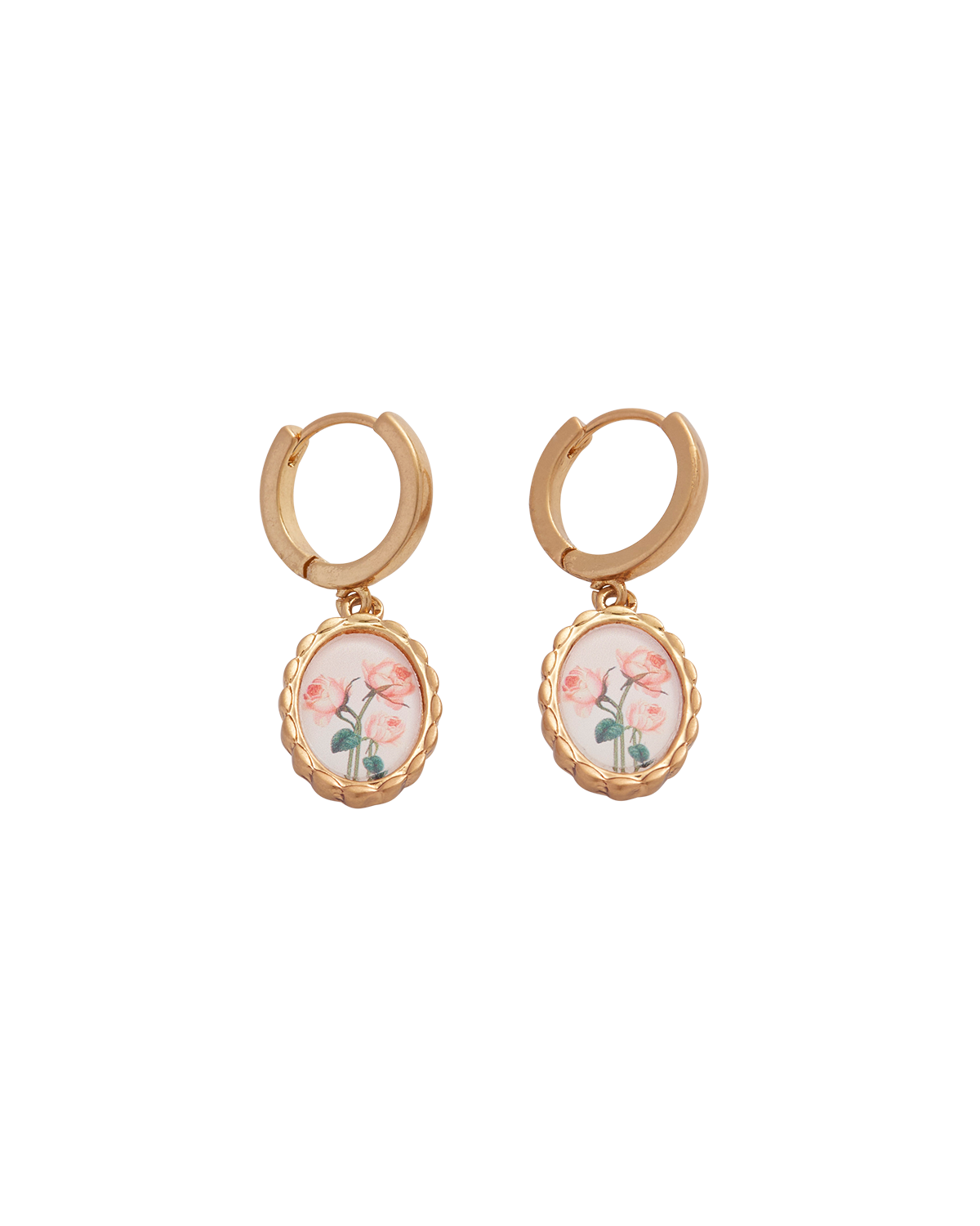 Pendientes Aro Rosas en Marco