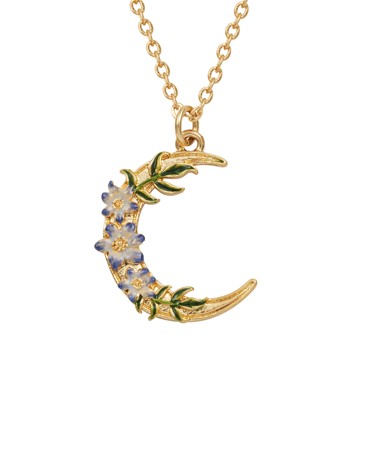 Gold Nightshade Moon Pendant Necklace