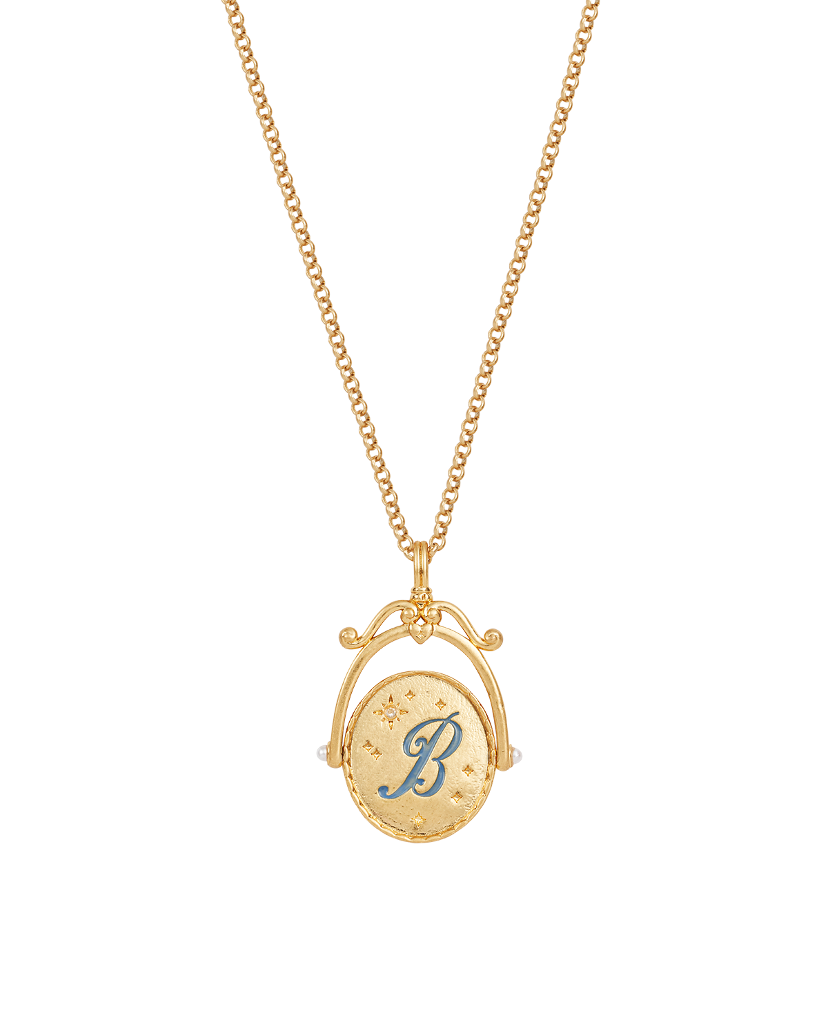 Collar Spinner Oro inicial "B" Bluebell