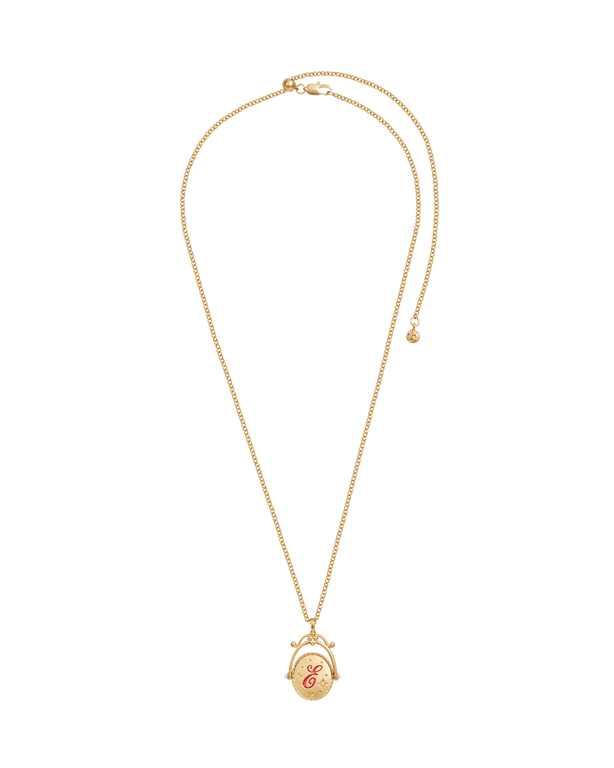 Collar giratorio dorado con inicial E y flor equinácea
