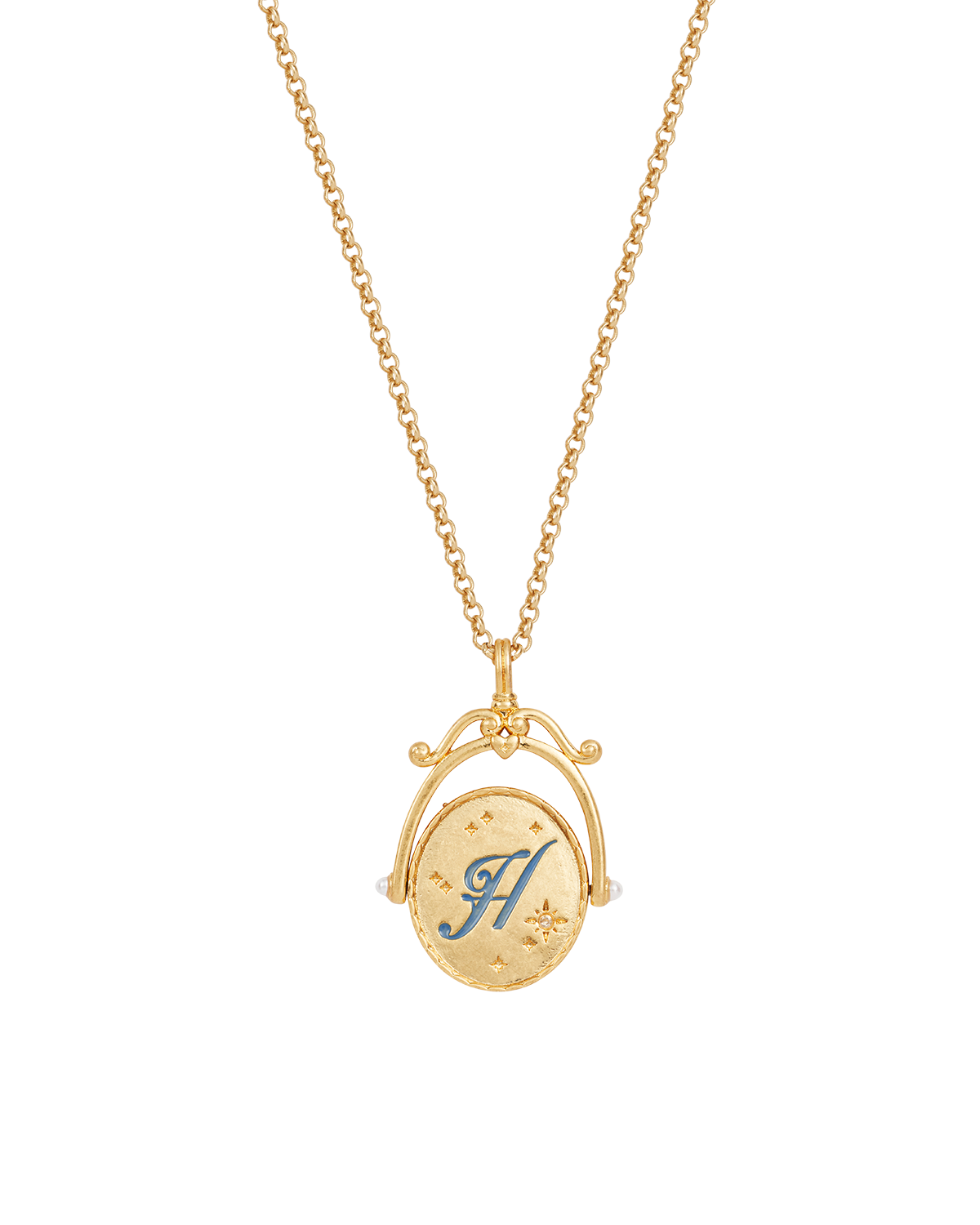 Collar Spinner Oro inicial "H" Hortensia