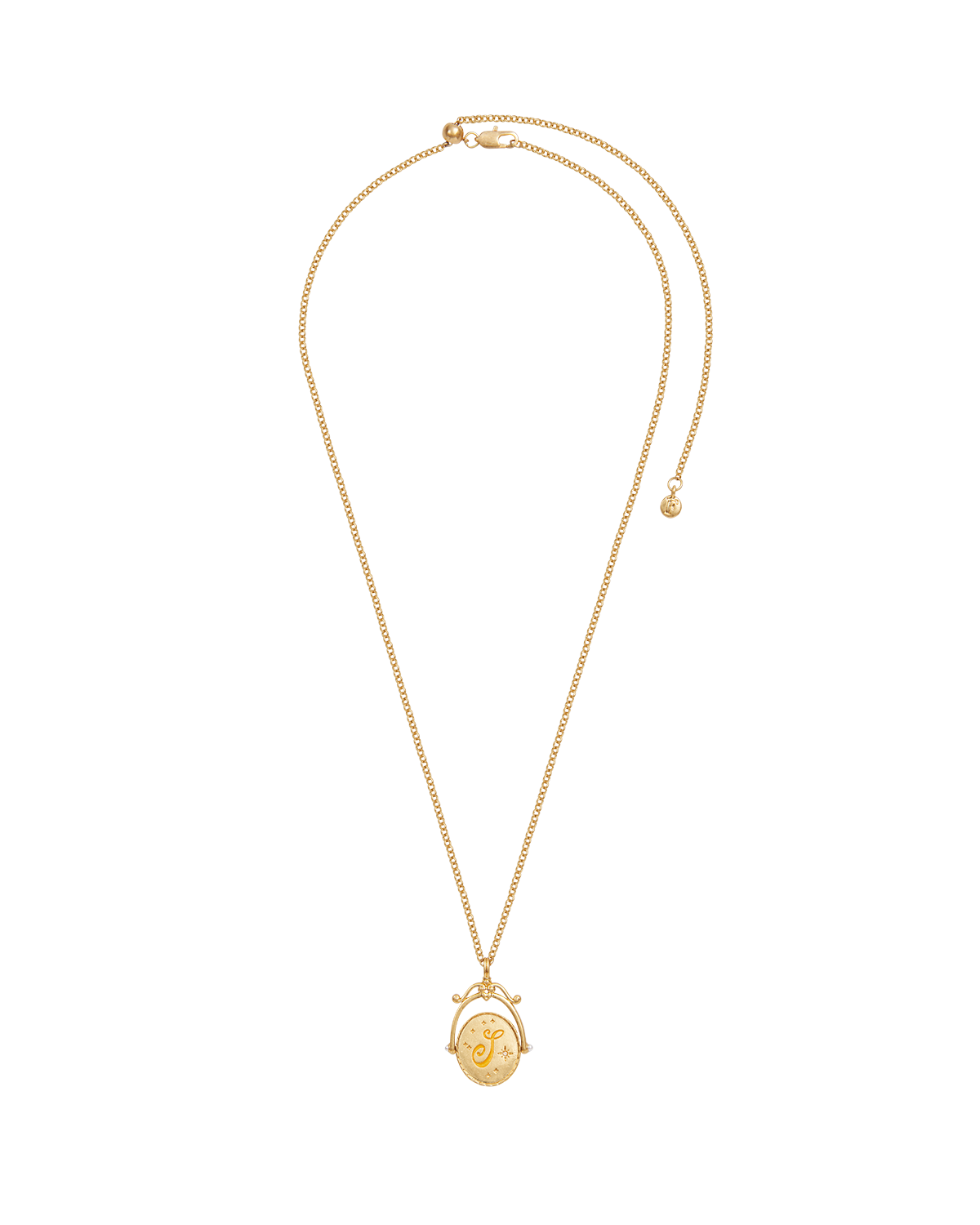 Collar giratorio dorado con inicial S y girasol