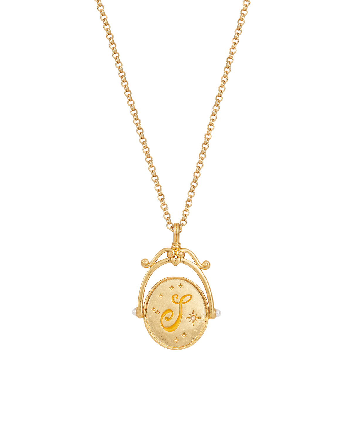 Collar giratorio dorado con inicial S y girasol