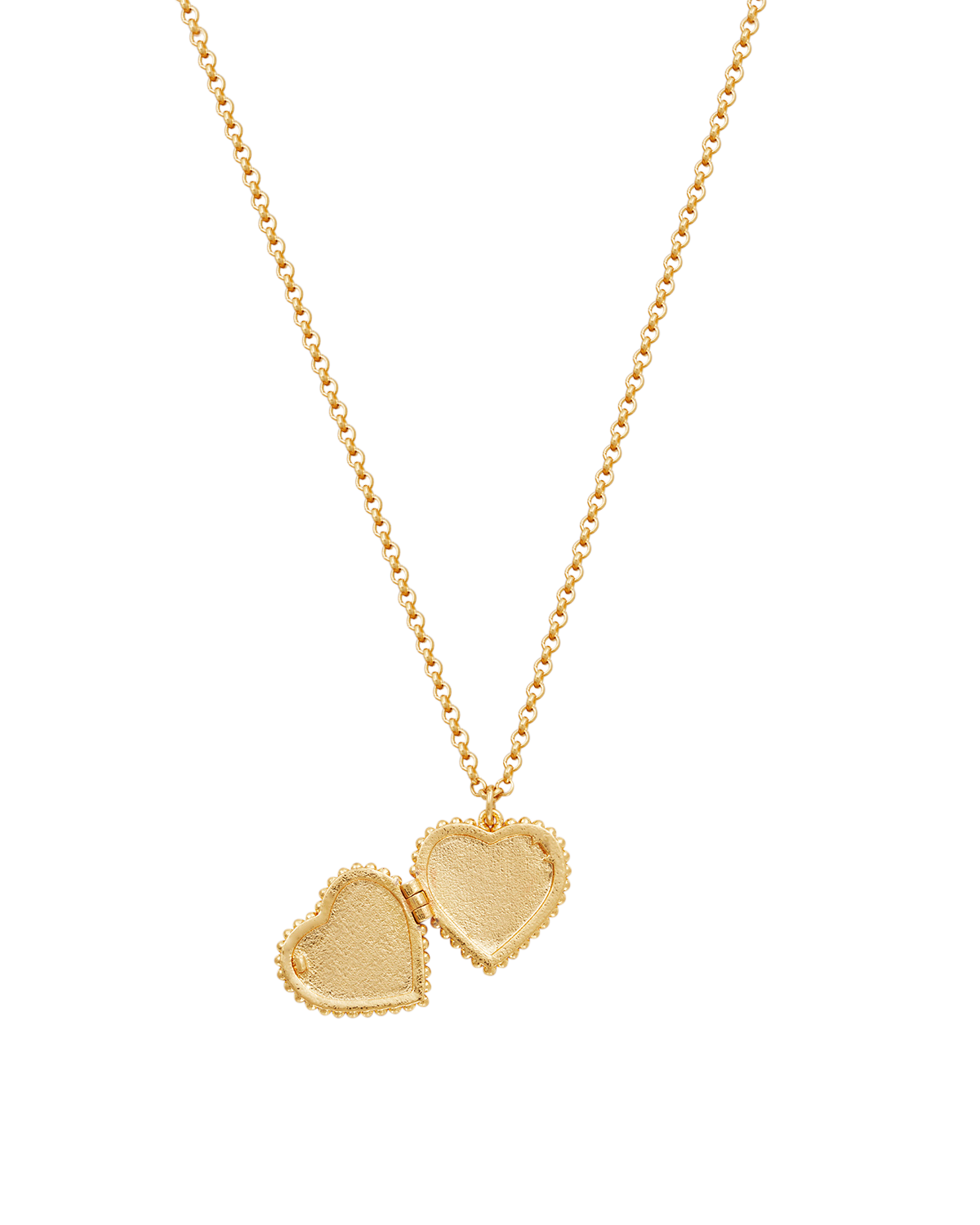 Gold Jasmine Heart Locket Necklace on a white background