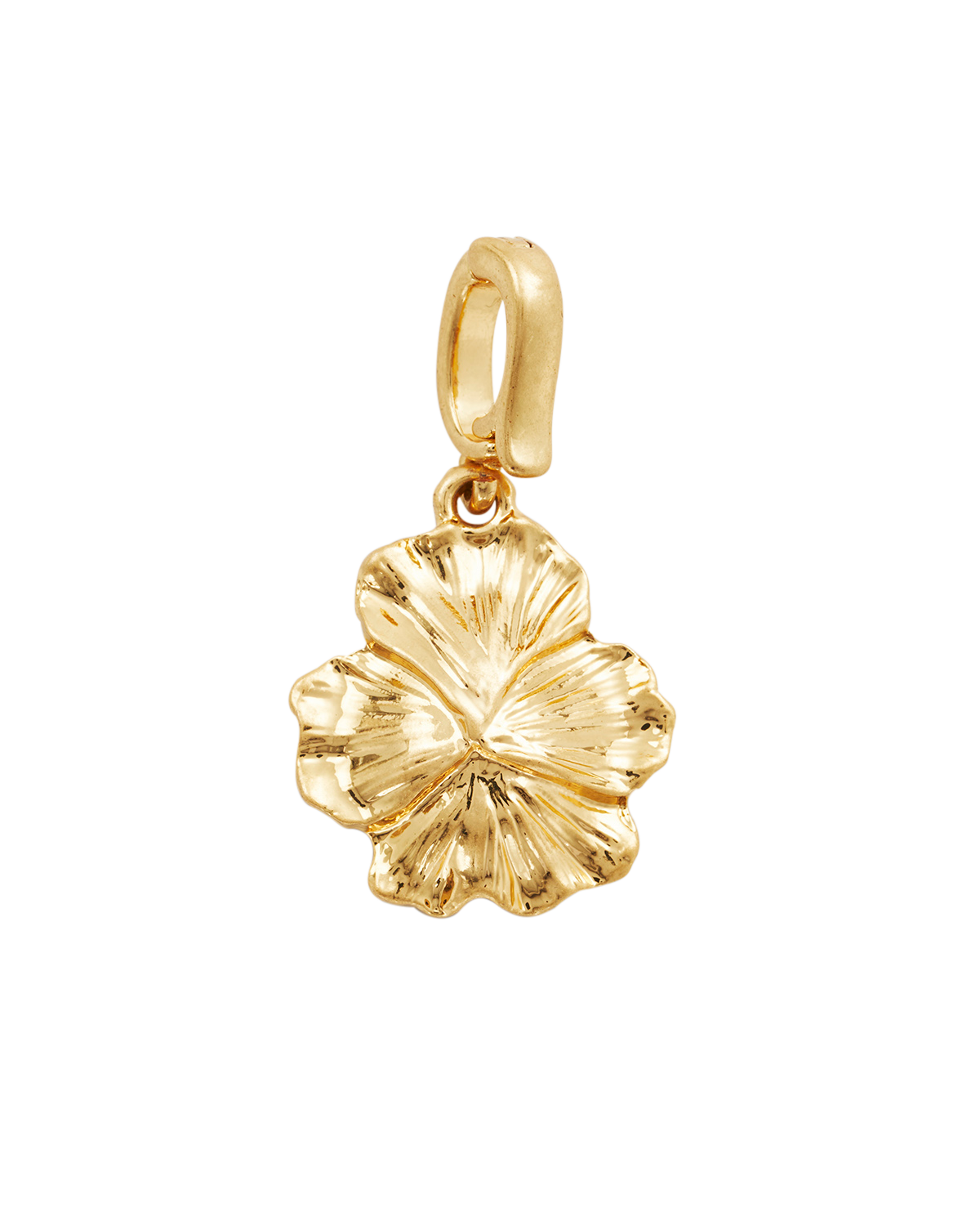 Gold flower-shaped pendant on a white background