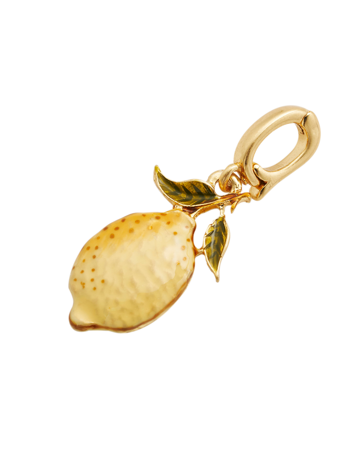 Fable England x Peter Rabbit Lemon Charm featuring a hand-painted lemon with gold accents and green leaves.
