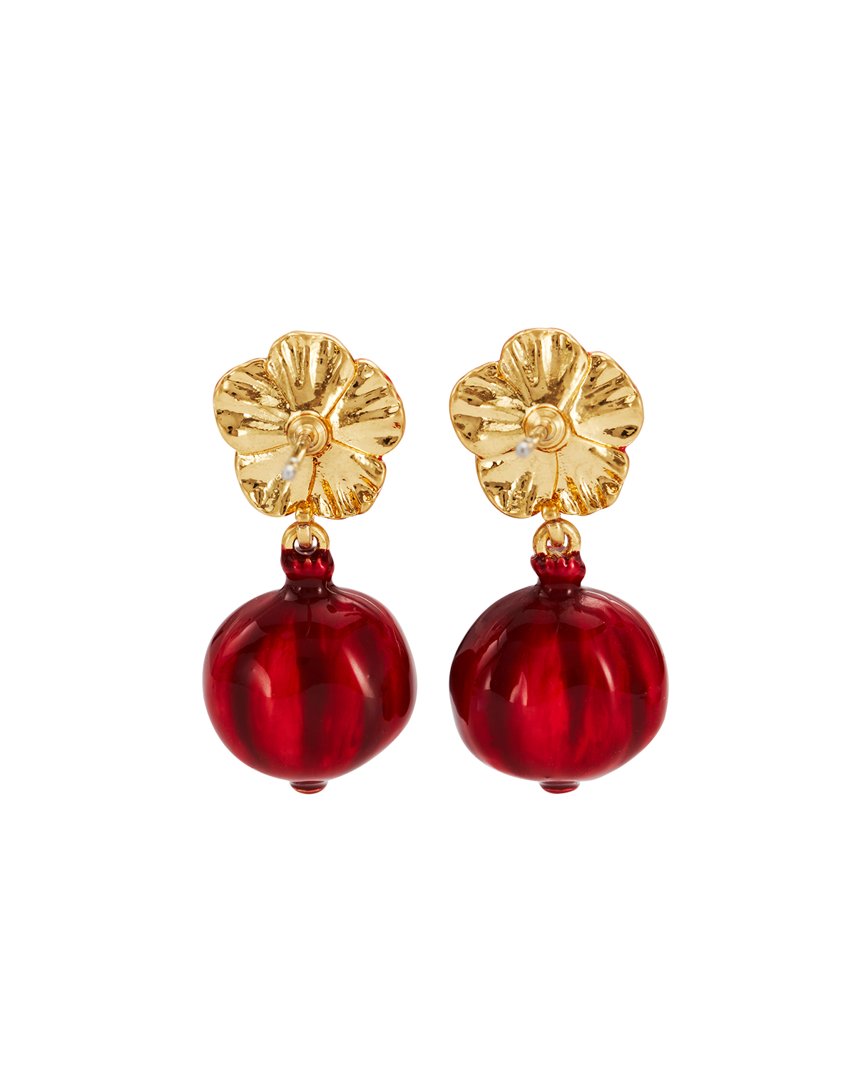 Blossom & Pomegranate Drop Earrings in Gold