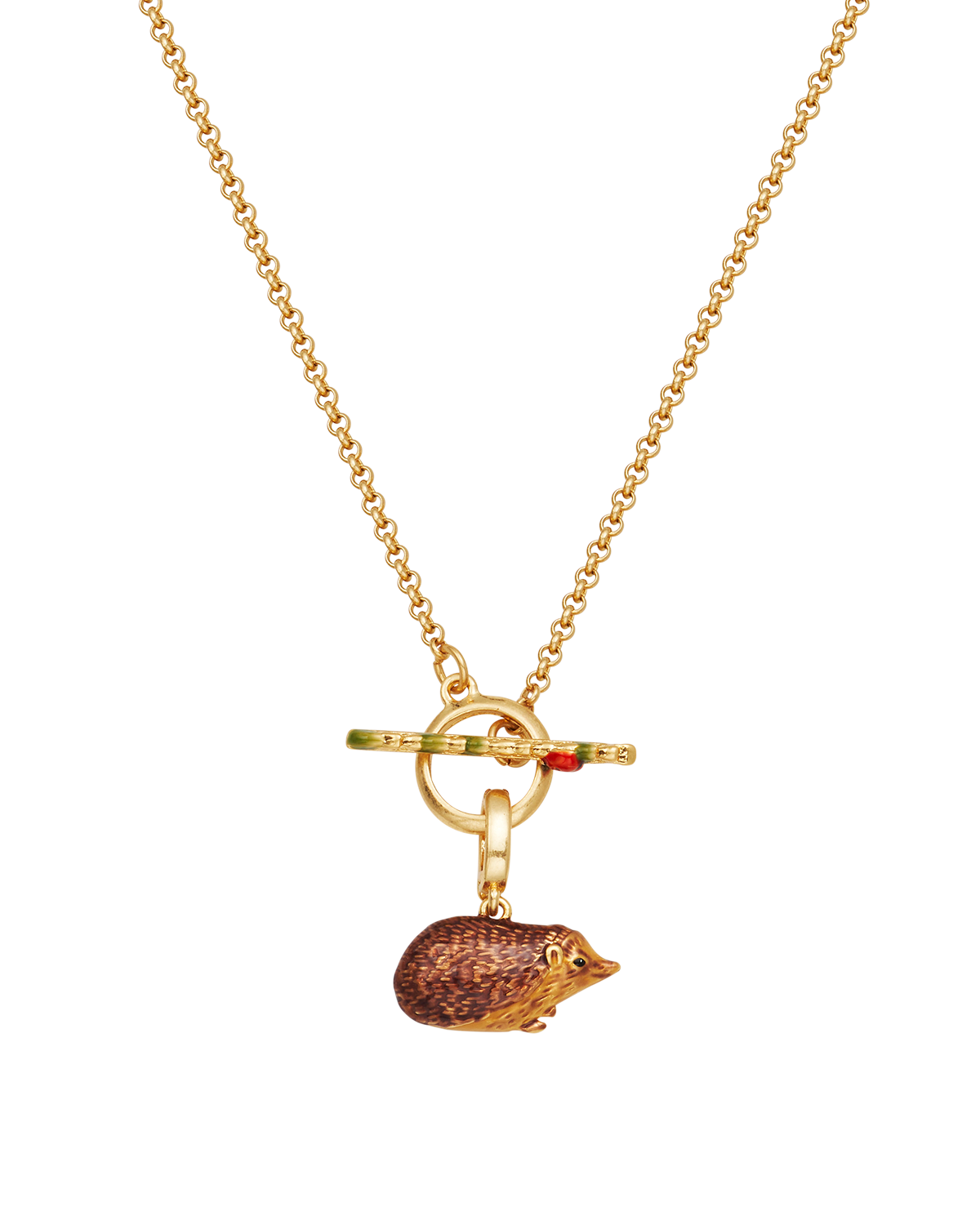 Ladybird & Hedgehog Toggle Necklace in Gold