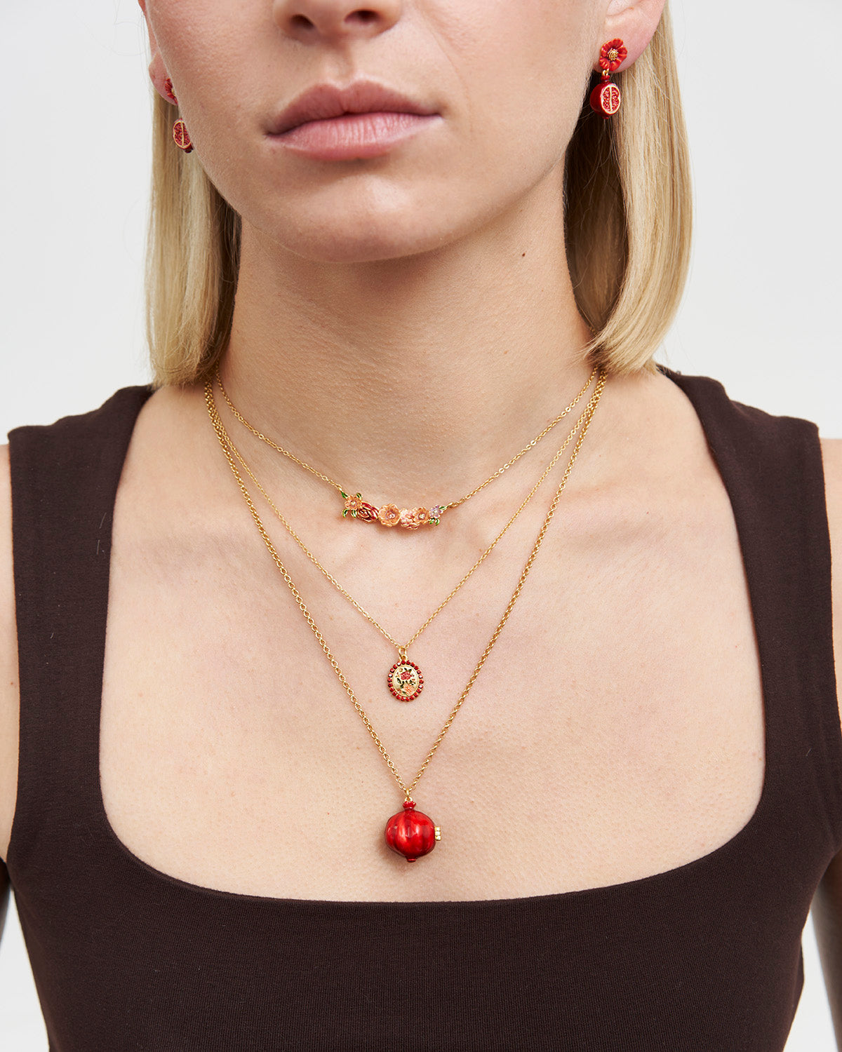 Pomegranate Locket Necklace in Gold