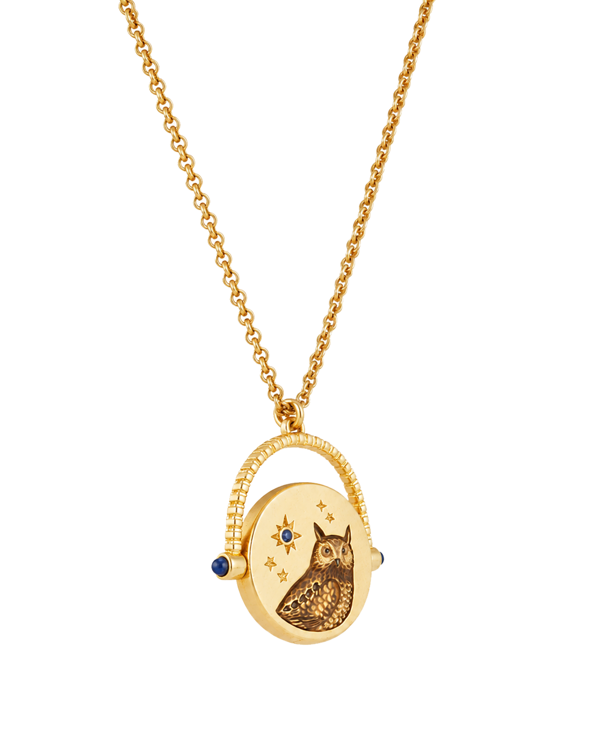 Owl Spinner Necklace in Gold