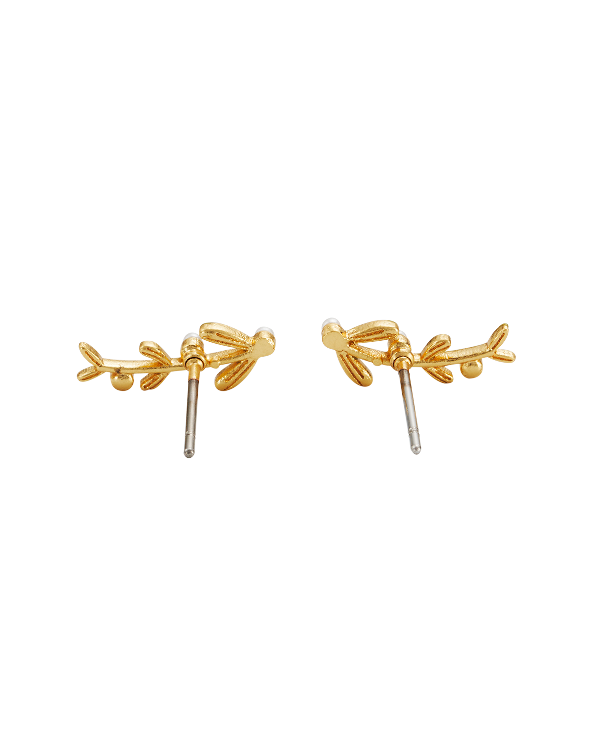 Niva Mistletoe & Pearl Climber Earrings in Gold