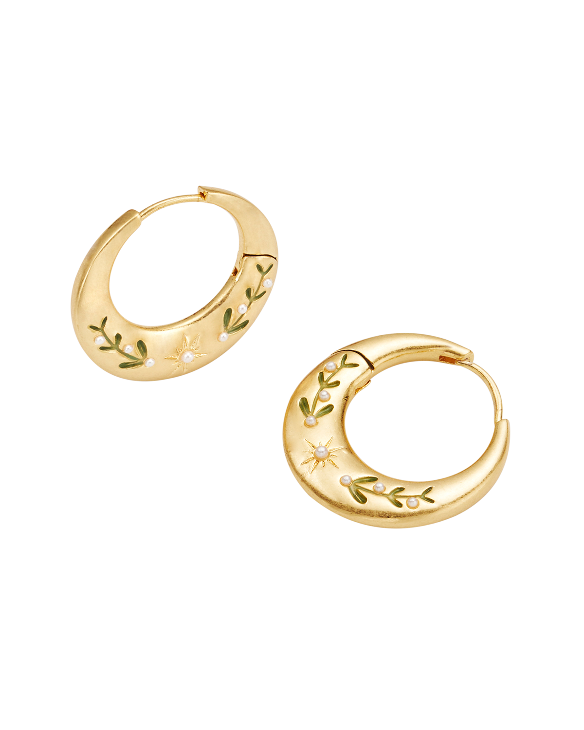 Niva Mistletoe Hoop Earrings in Gold