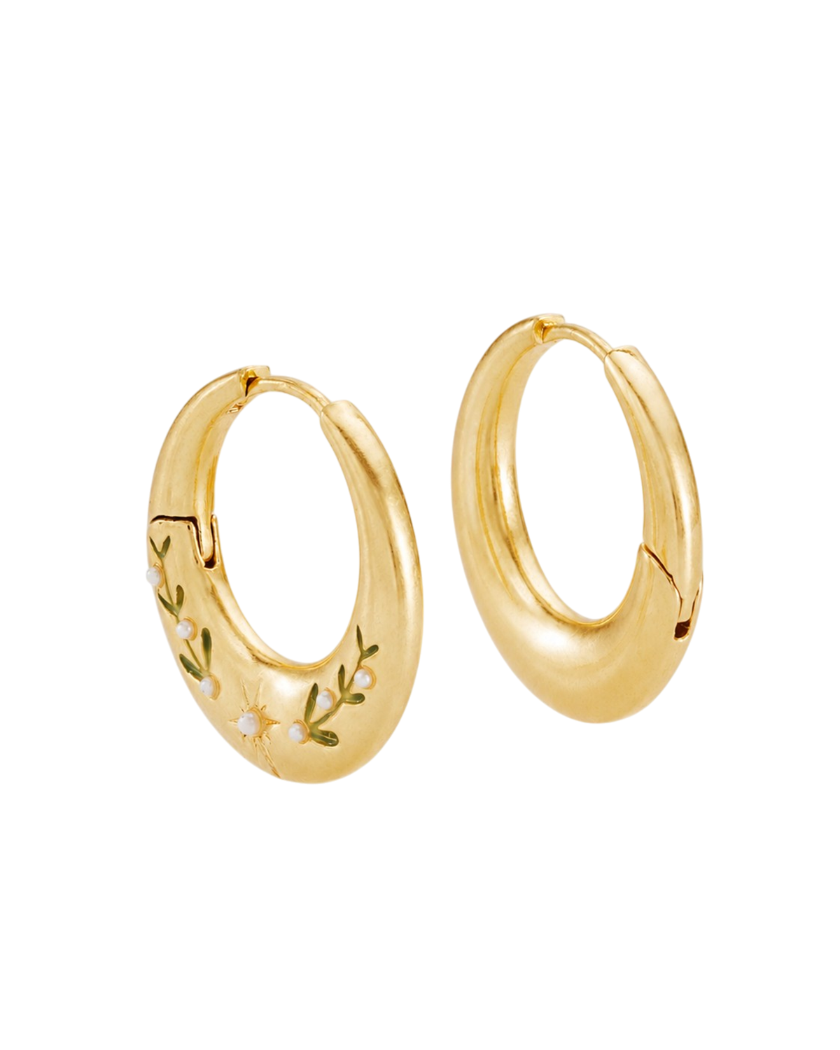 Niva Mistletoe Hoop Earrings in Gold