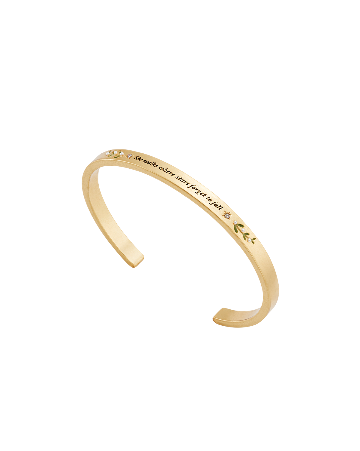 Niva Mistletoe Pearl Bangle in Gold