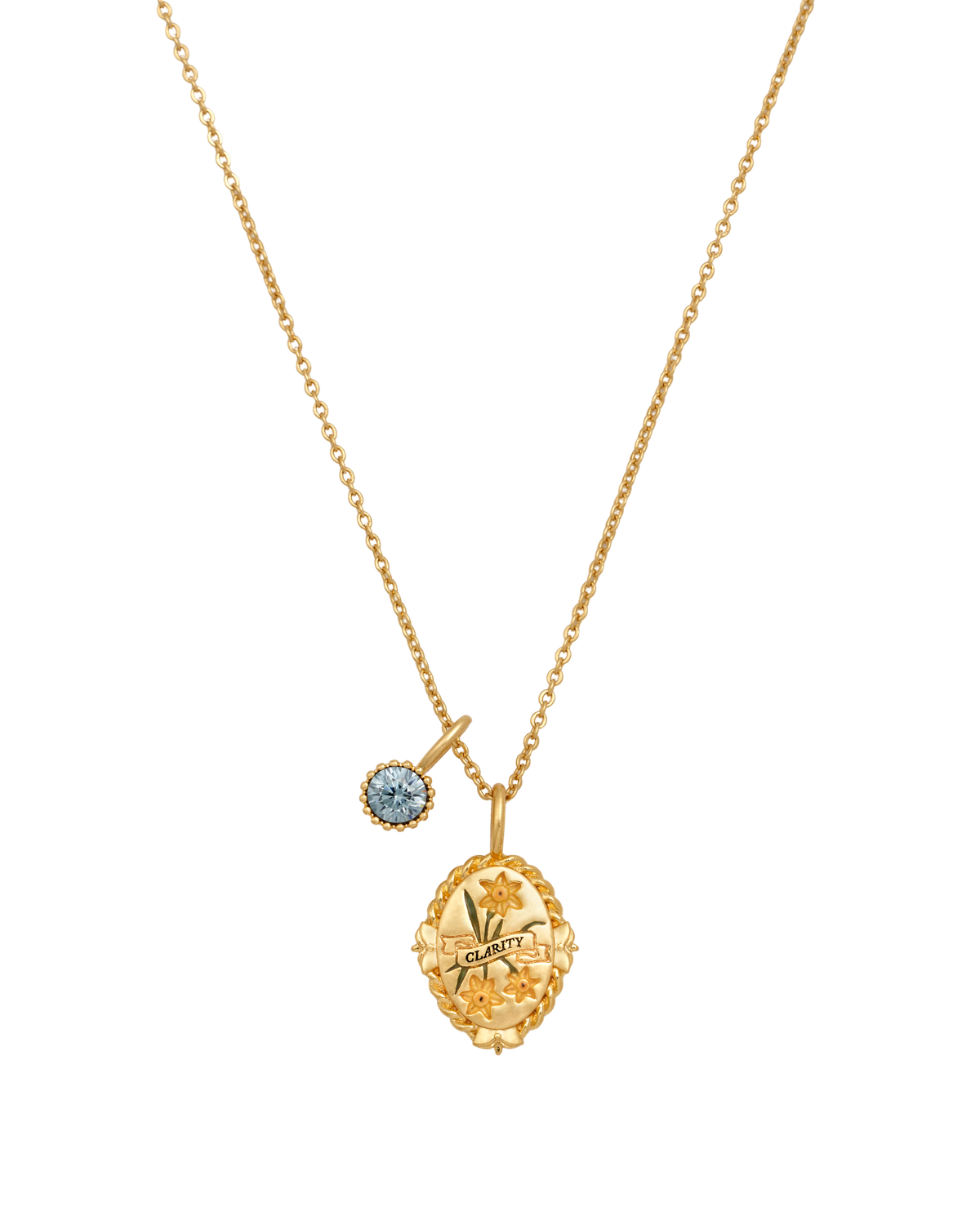 March Birthstone Daffodil Charm Necklace