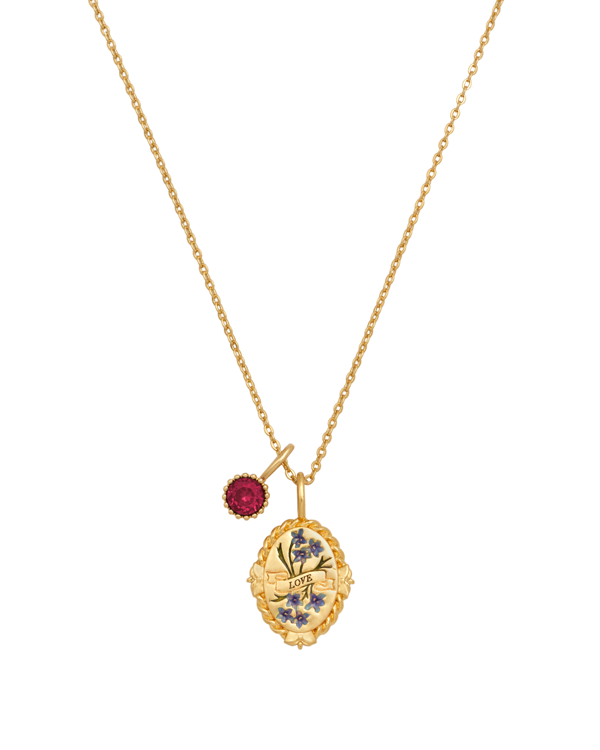 July Birthstone Larkspur Charm Necklace