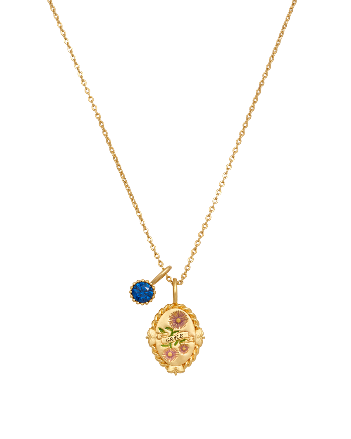 September Birthstone Aster Charm Necklace