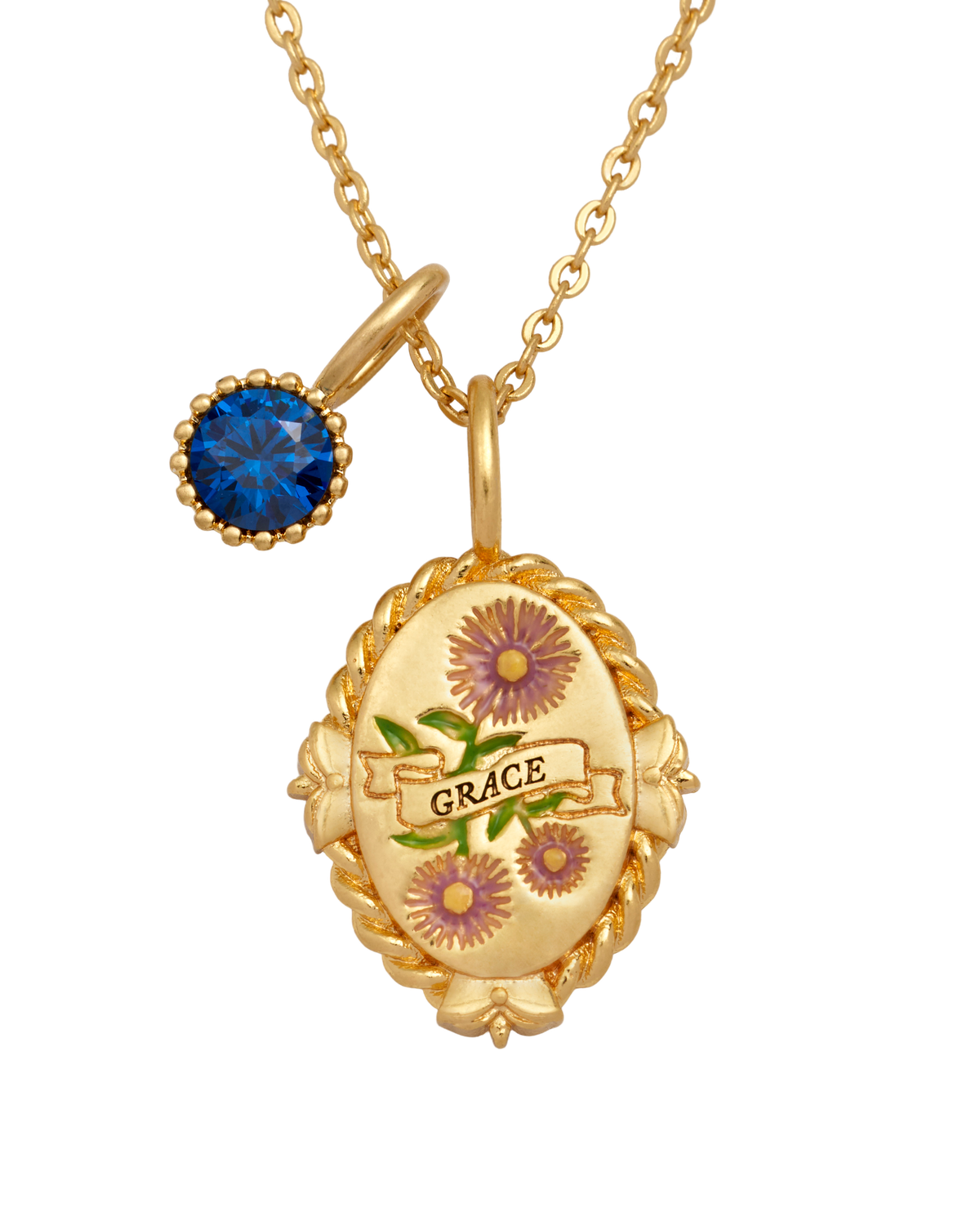 September Birthstone Aster Charm Necklace