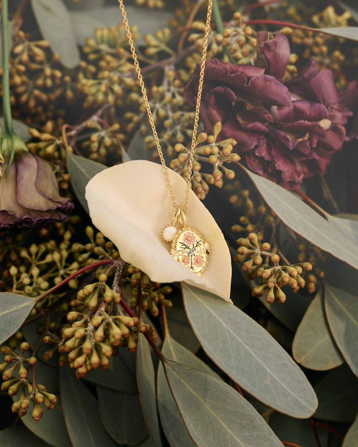 October Birthstone Cosmos Charm Necklace