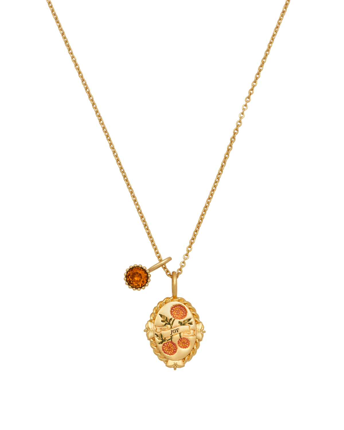 November Birthstone Chrysanthemum Charm Necklace