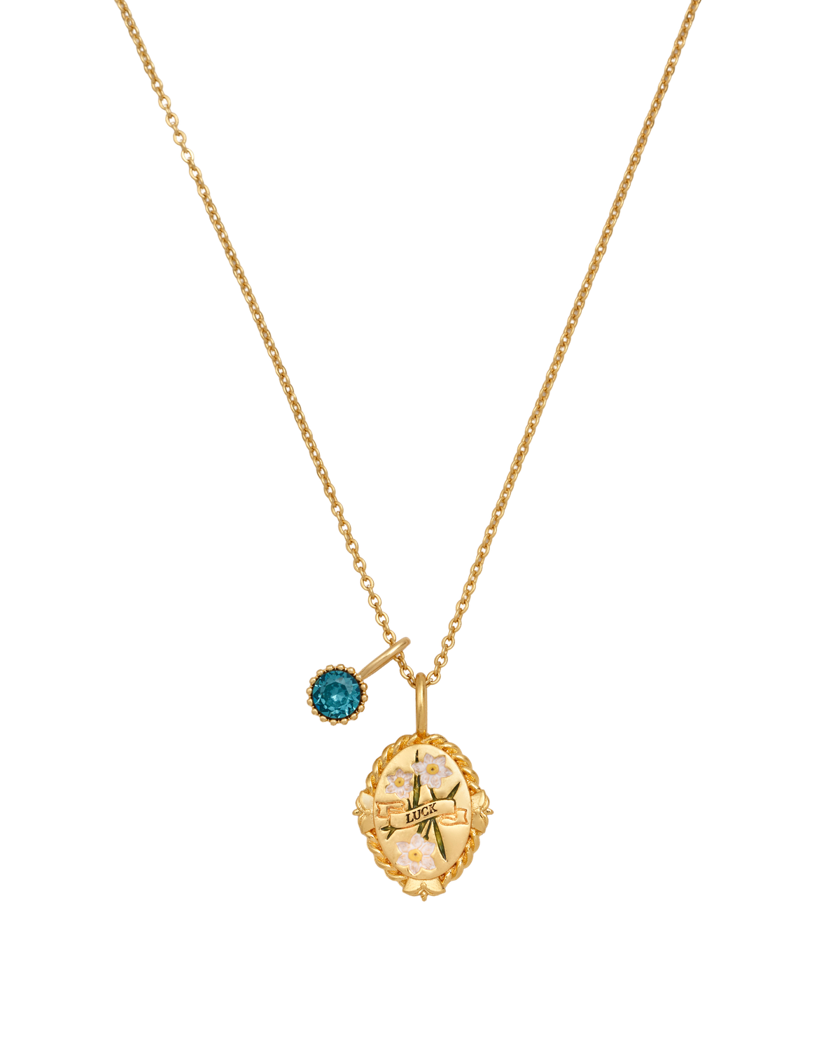 December Birthstone Narcissus Charm Necklace