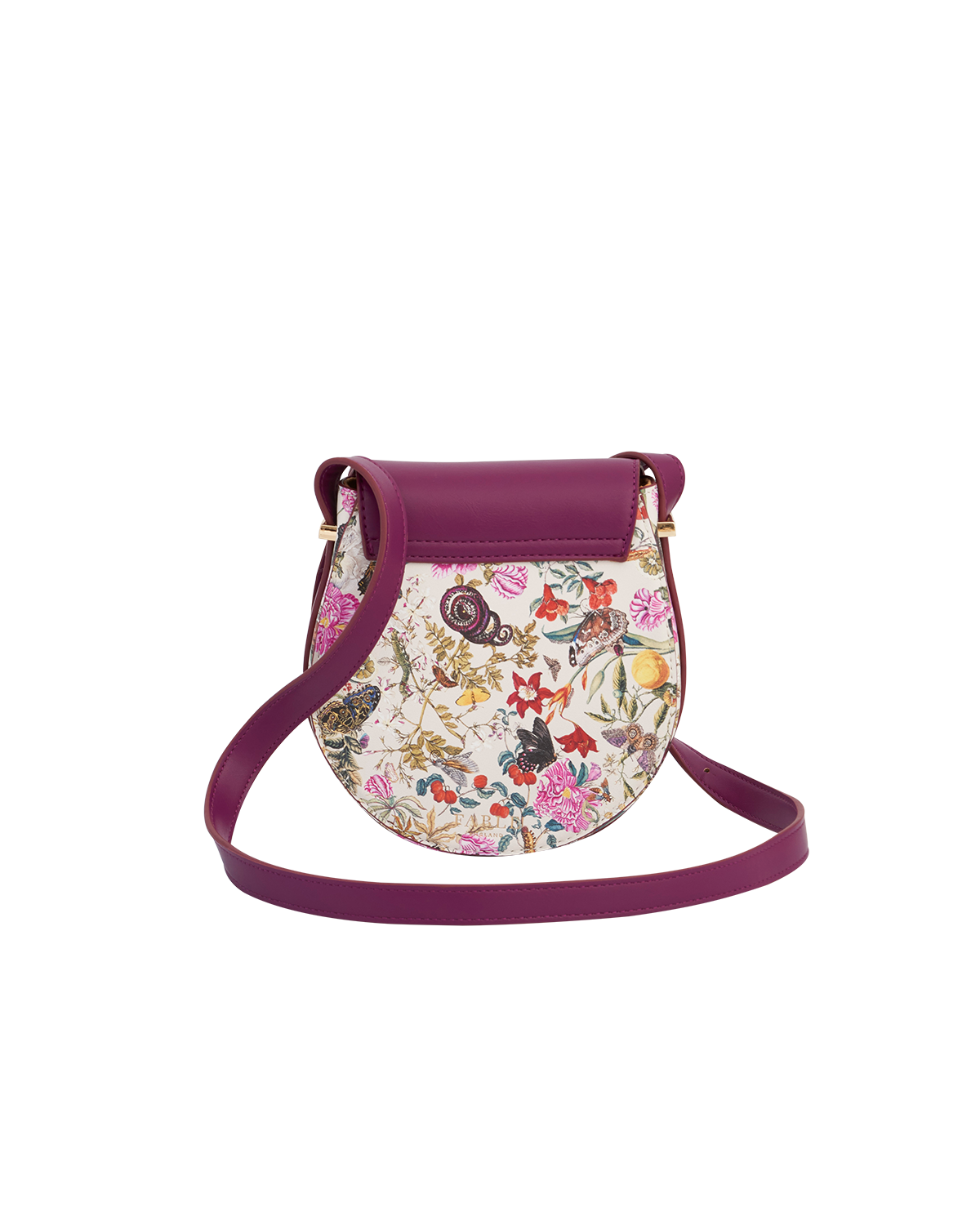 Floral Engravings Plum Saddle Bag