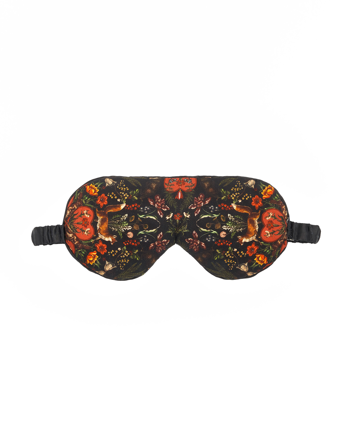 Sleep mask with floral pattern on a white background