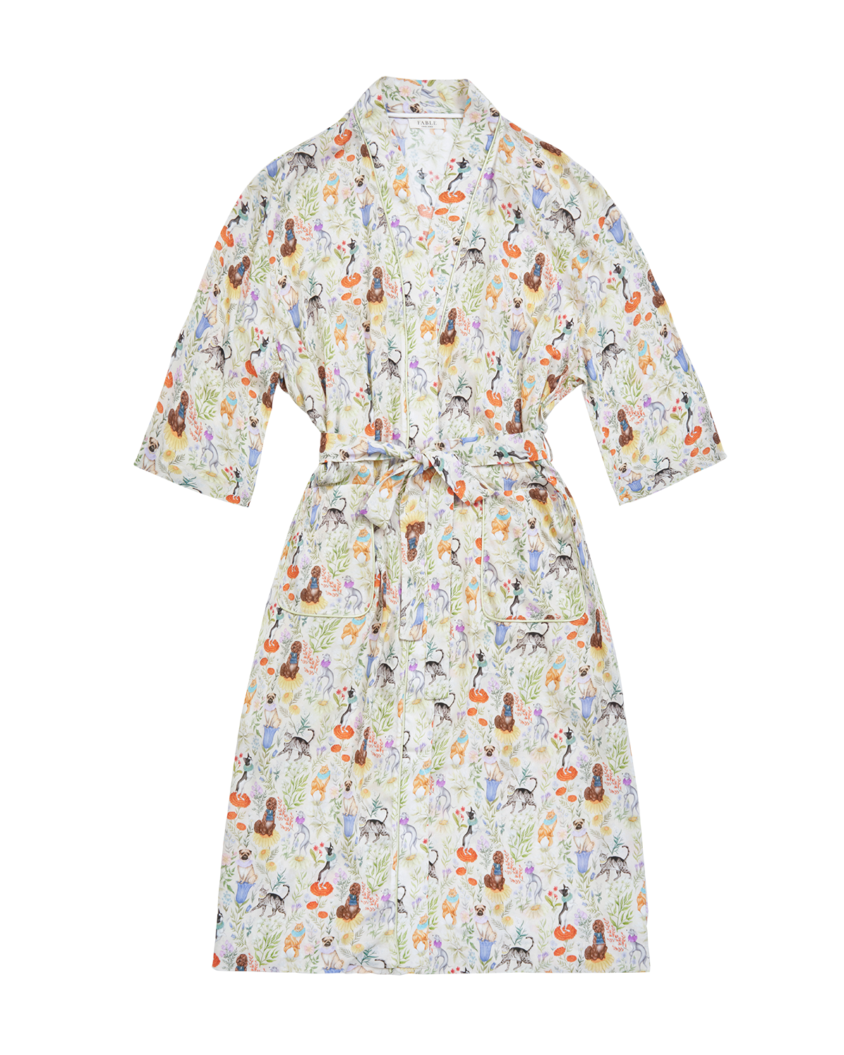 Catherine Rowe Pet Portraits Margarita Green Long Kimono