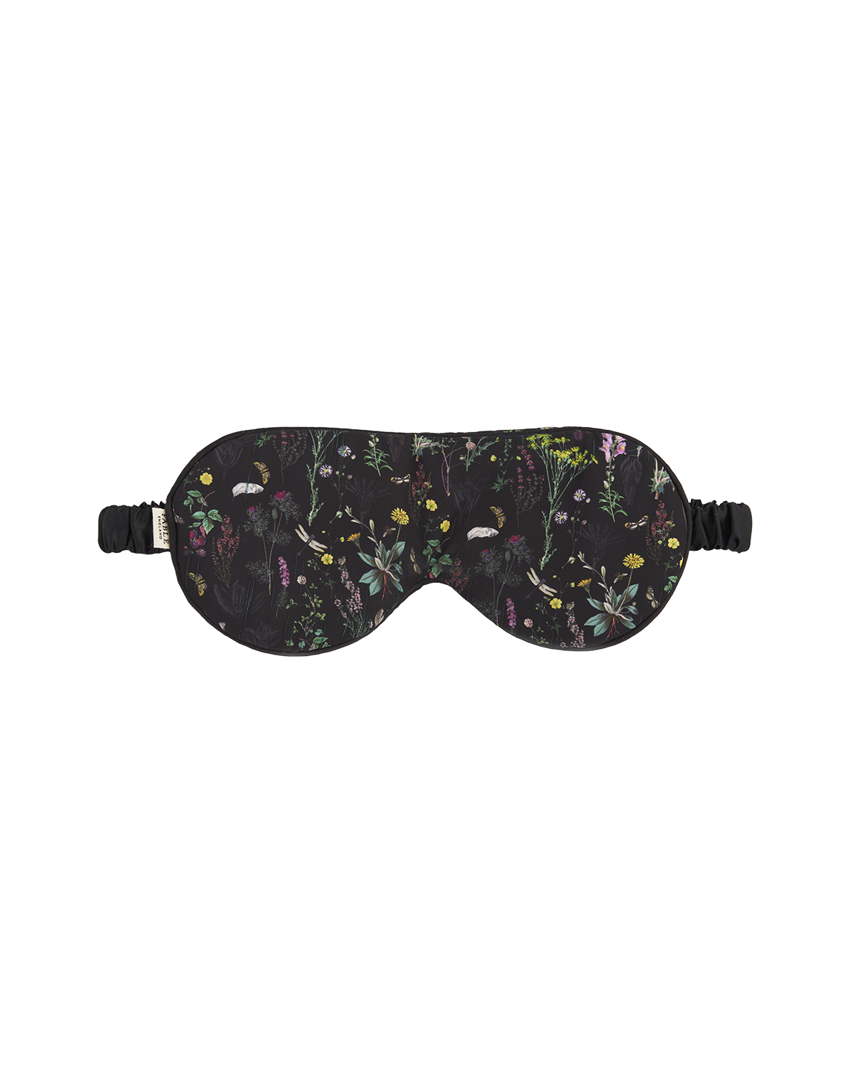 Floral patterned eye mask on a white background