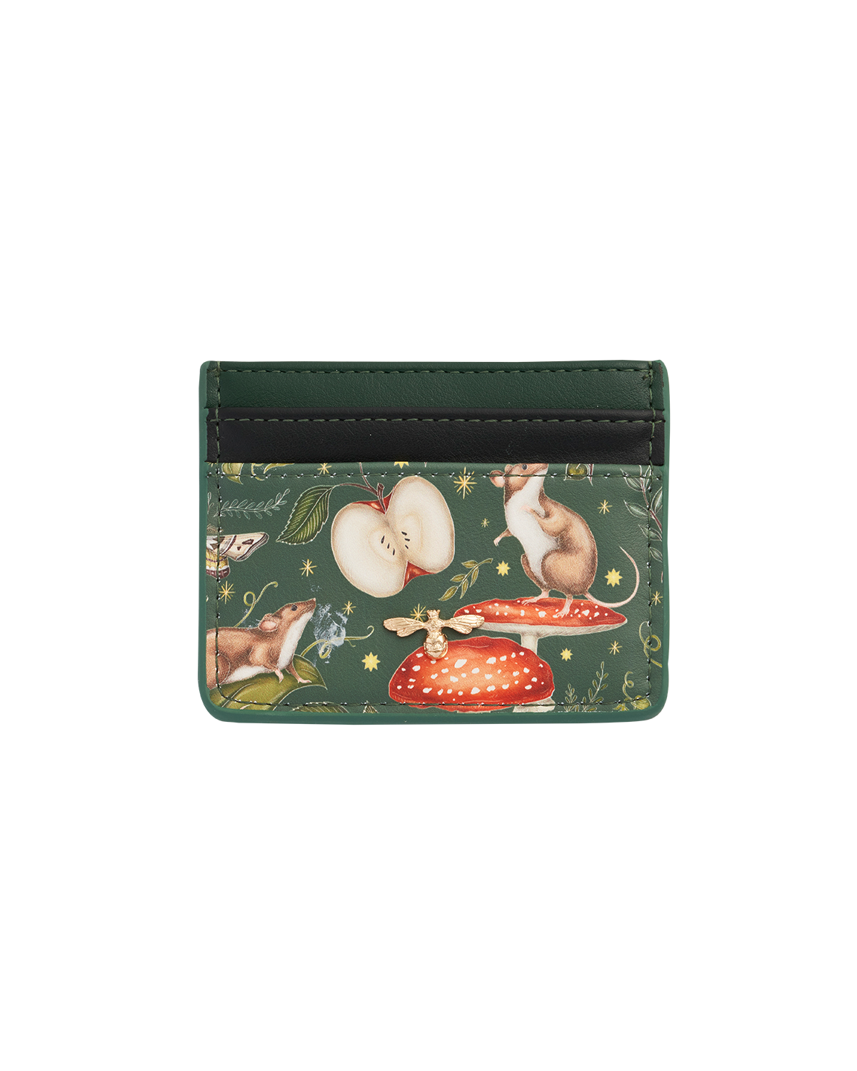 Cardholder with mouse and mushroom design on a white background