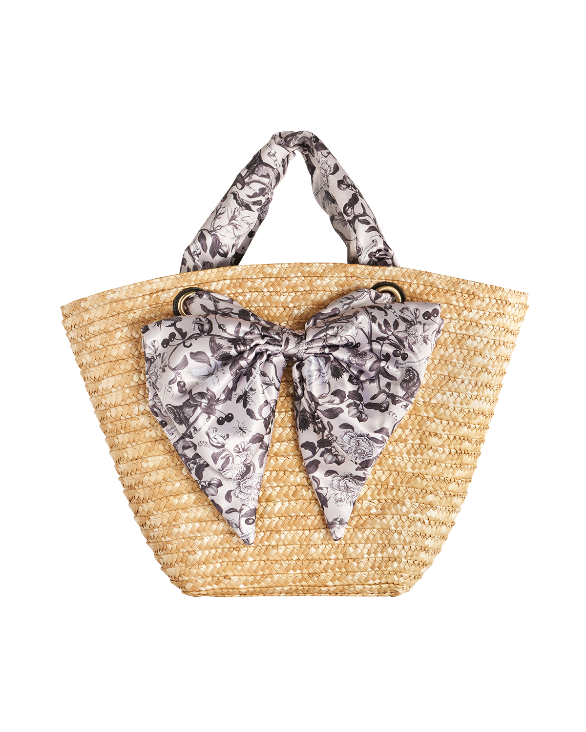 Tree Of Life Monochrome Raffia Basket Bag