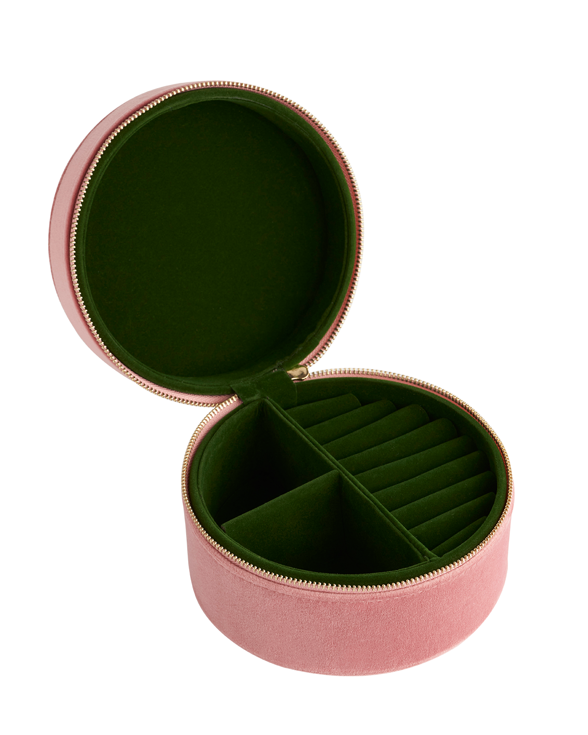 Chloe Giordani Dormouse Embroidered Pink Velvet Round Jewellery Box