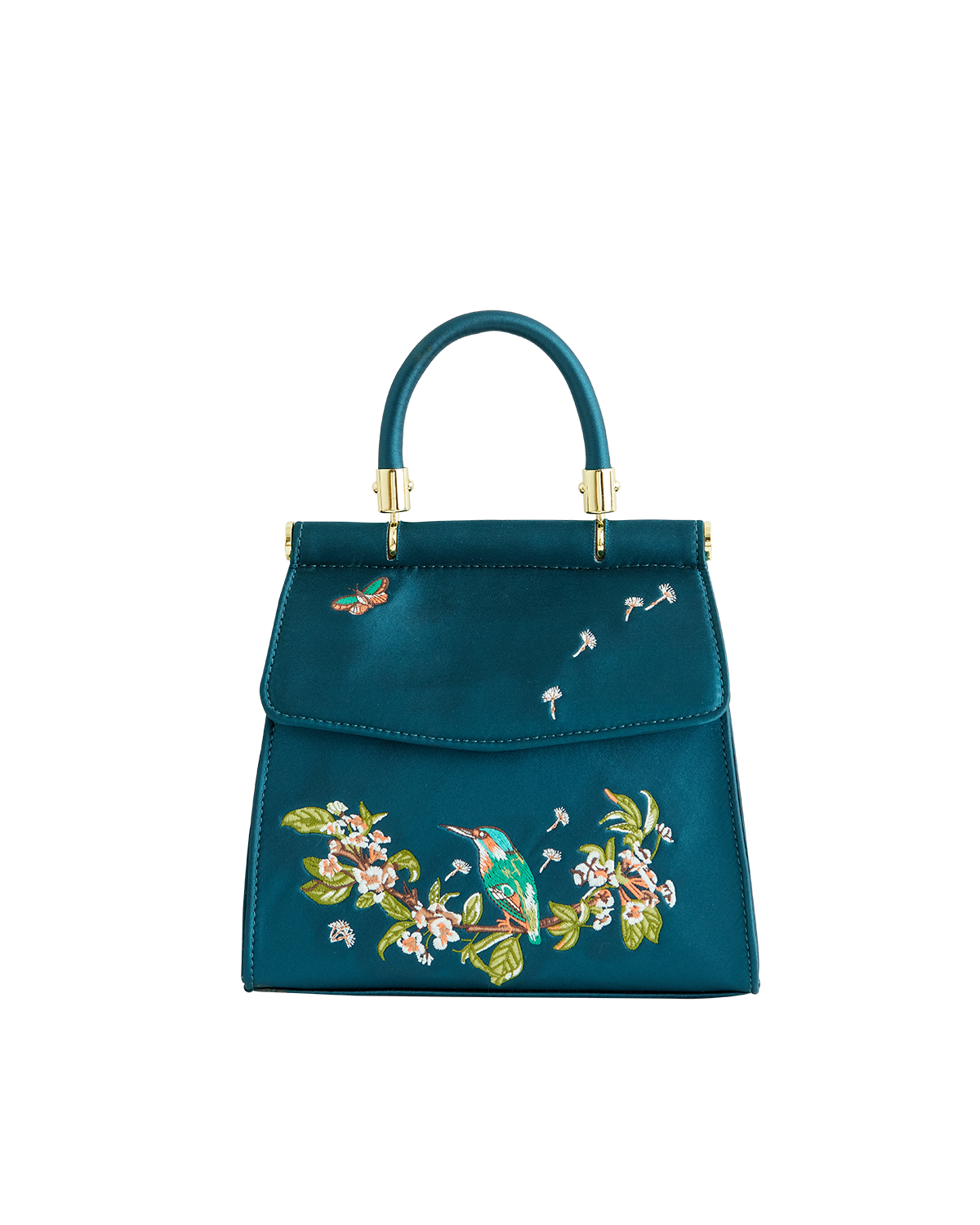 Bolso Tote Mini Martín Pescador "Morning Song" Verde Azulado