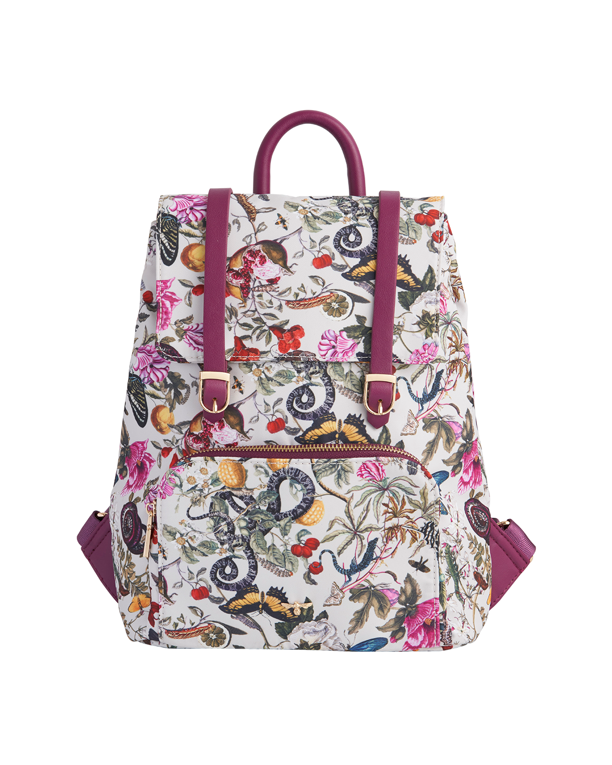 Floral Engravings Small Plum Backpack Fable England