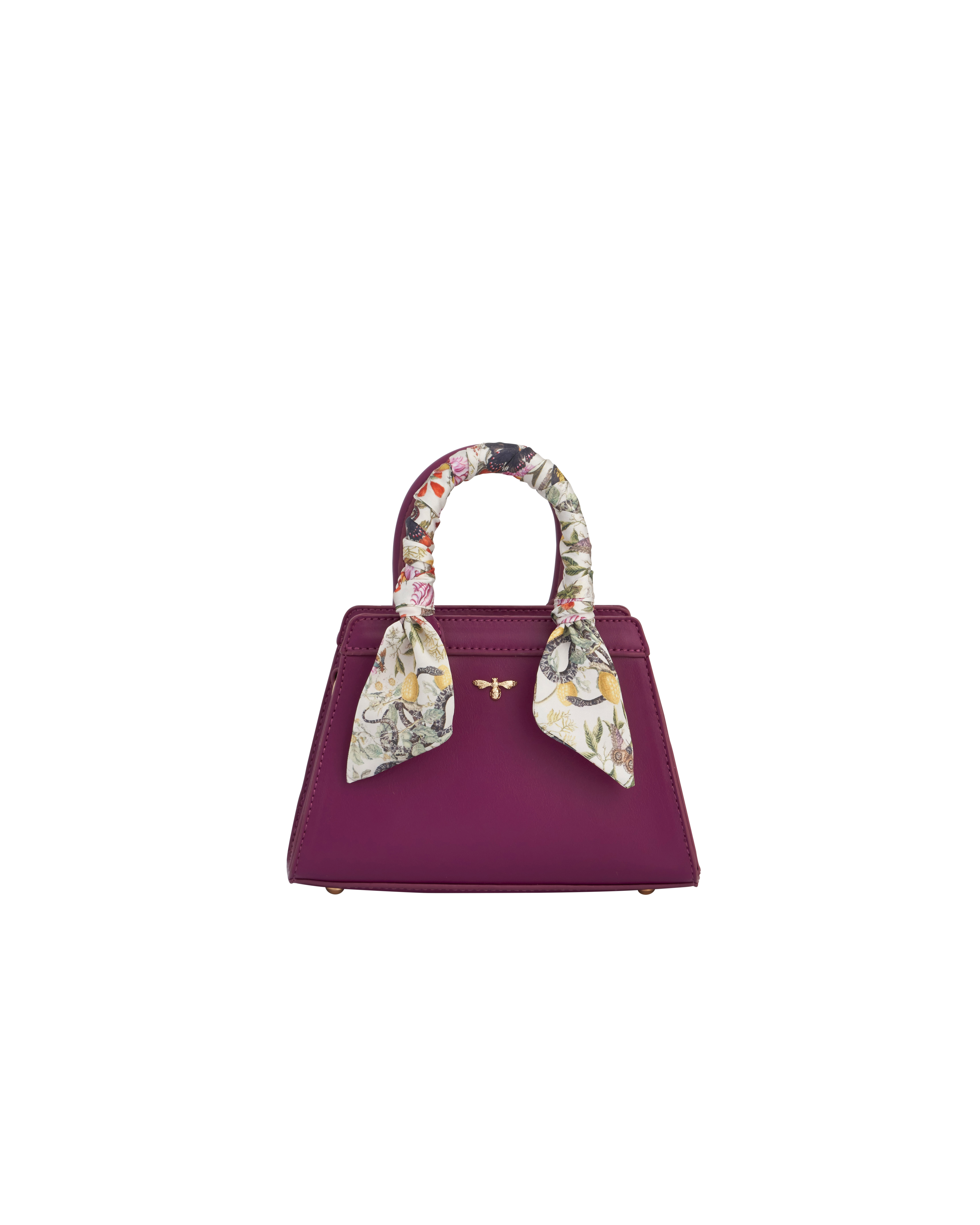 Bolso Tote Floral Mini - Ciruela