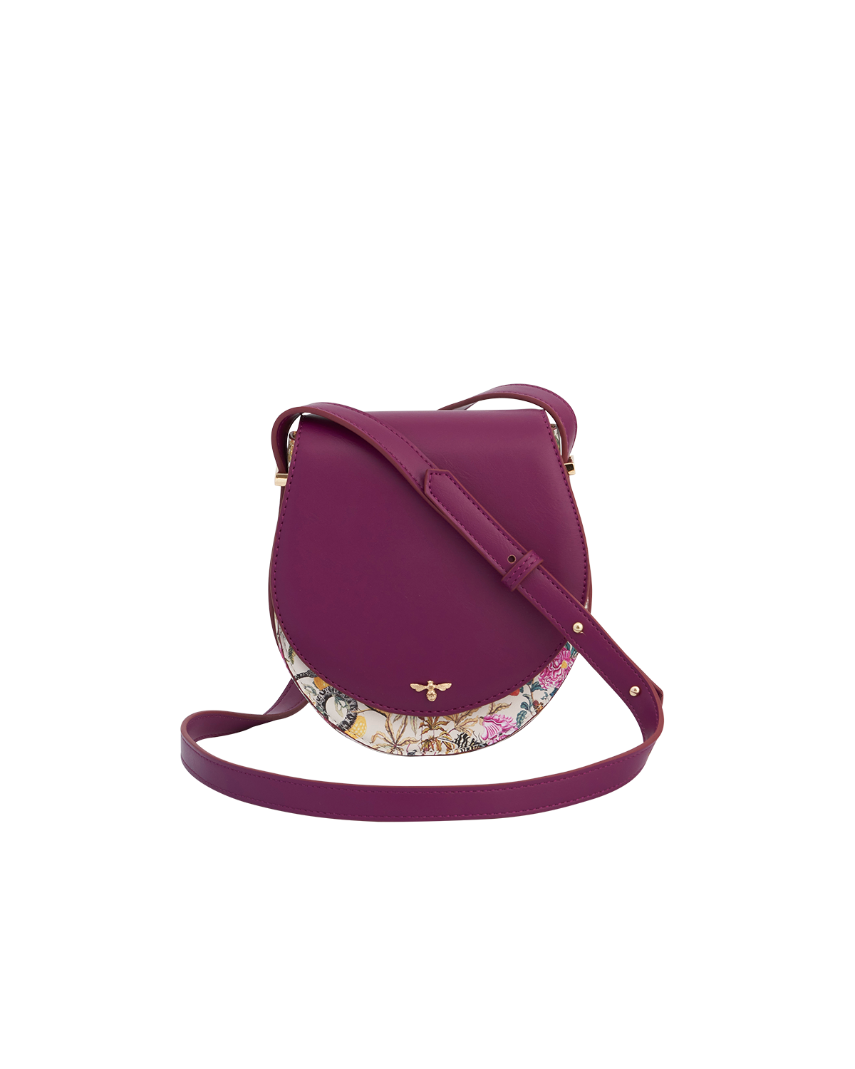 Floral Engravings Plum Saddle Bag