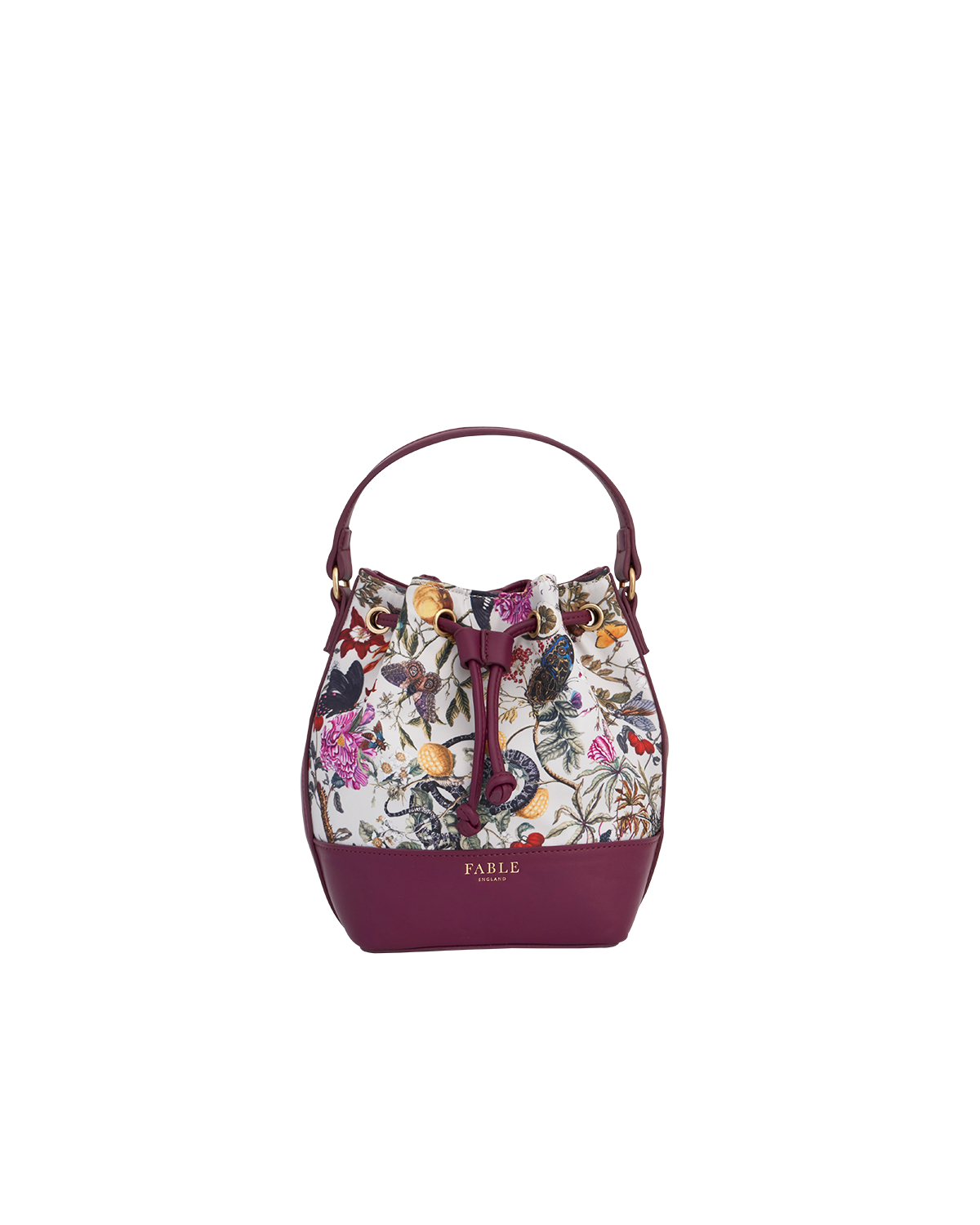 Bolso Bucket Floral Ciruela