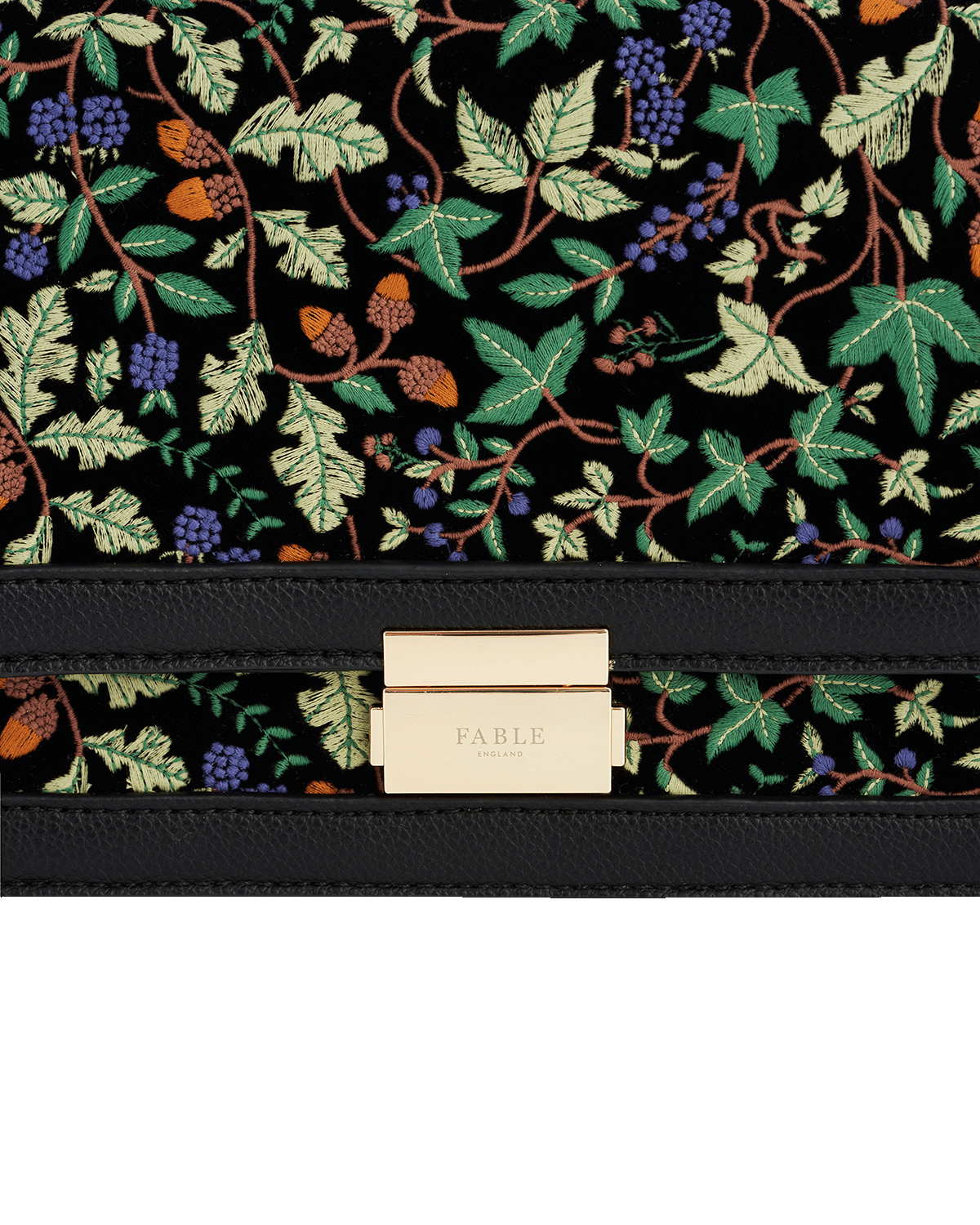 Oak Leaf patterned product with 'Fable England' branding on a black background