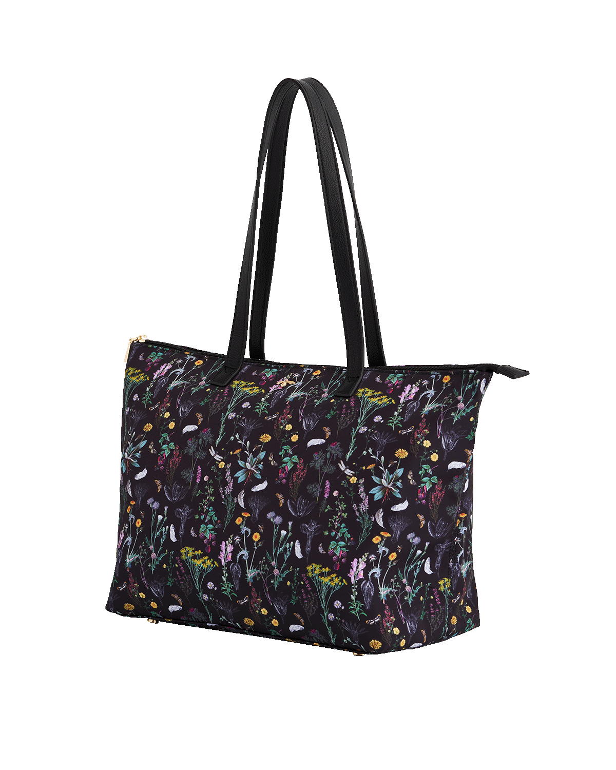 Tote bag with floral pattern on a white background