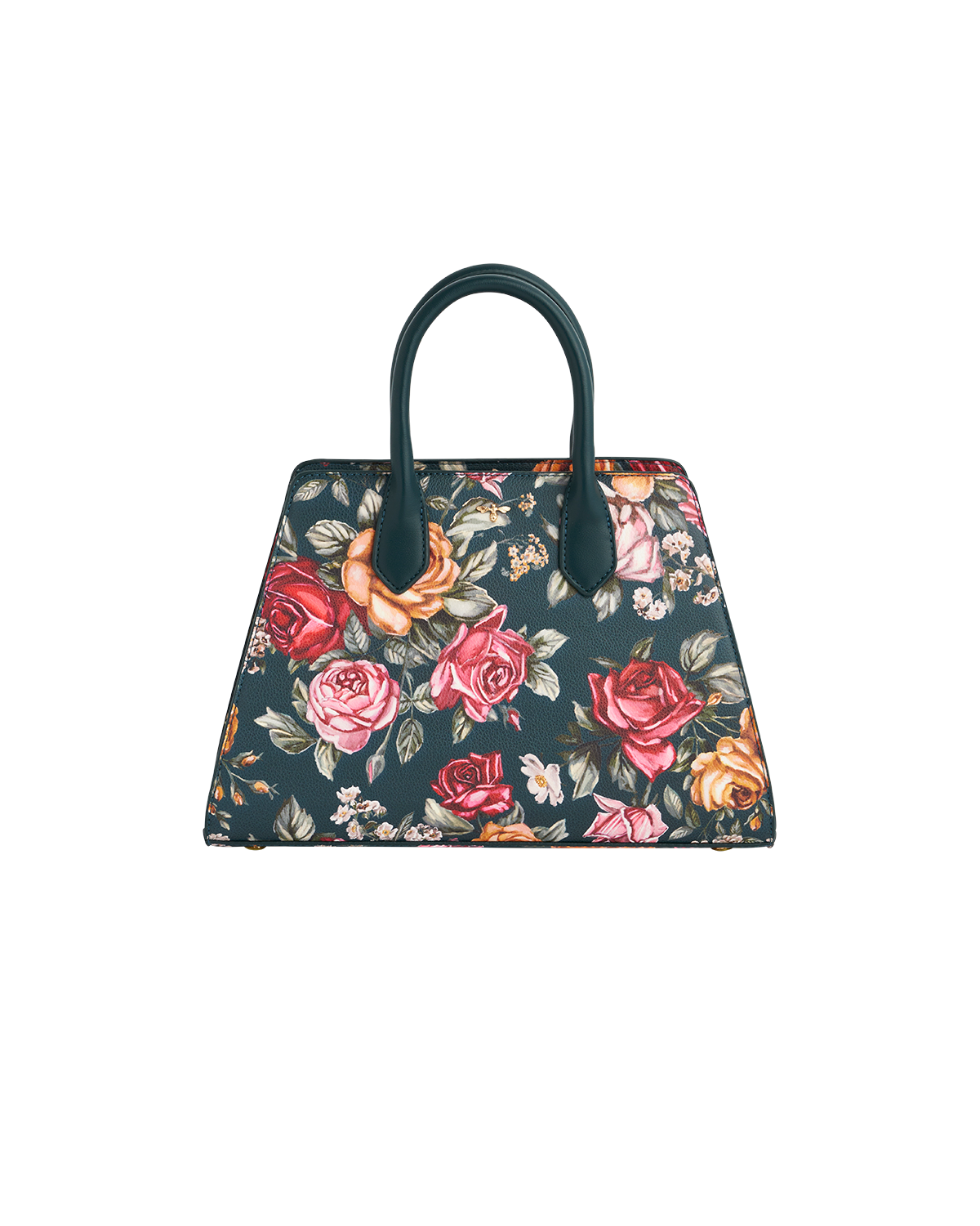 Bolso Tote Mediano Rosas - Verde azulado