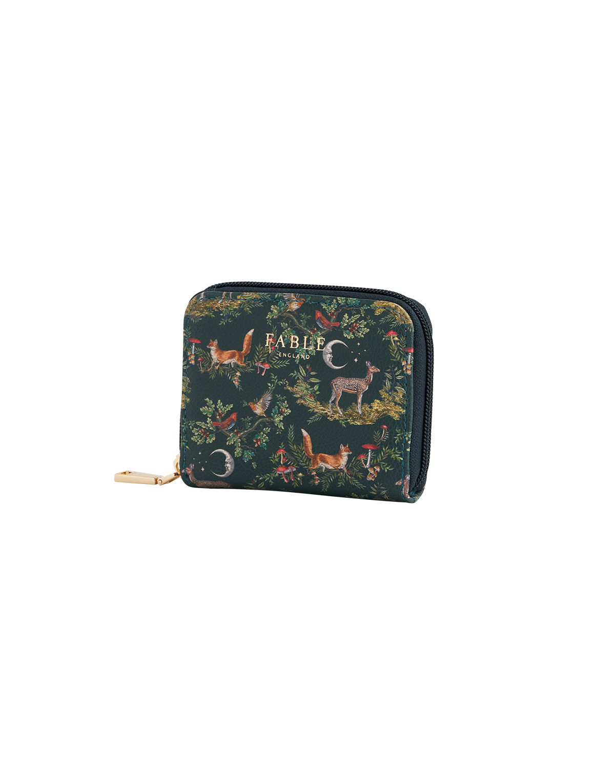 Small wallet with nature-themed design on a white background